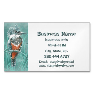 Carte De Visite Magnétique Watercolor Kingfisher Fishing Tours Business Logo