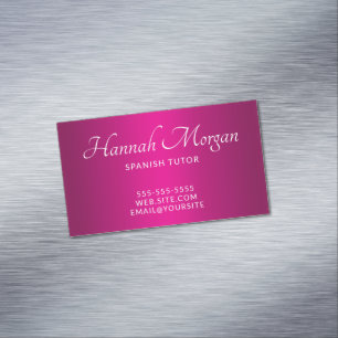 Carte De Visite Magnétique Wine Hot Pink Ombre Élégant Script