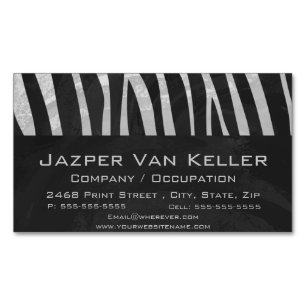 Carte De Visite Magnétique Zebra noir et gris clair