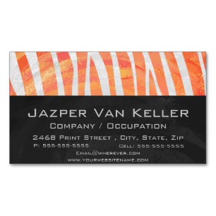 Carte De Visite Magnétique Zebra Orange and White Print