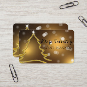 Carte De Visite Magnifique arbre glacé d'or de Noël adorable