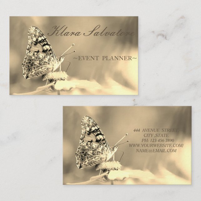 Carte De Visite Magnifique Belle Parfaite Sweet Butterfly Business (Devant / Derrière)