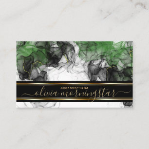 Carte De Visite Magnifique Black Emerald Gold Accent Fluid Art