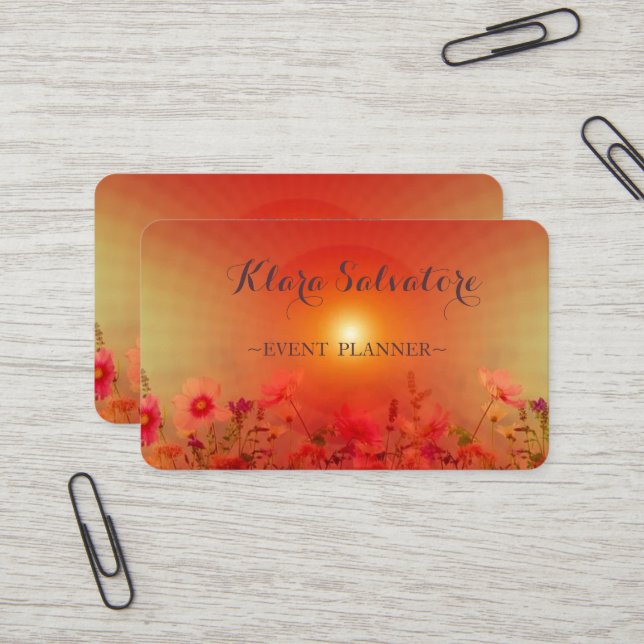 Carte De Visite Magnifique Coucher de soleil rouge adorable (Devant/Arrière en situation)