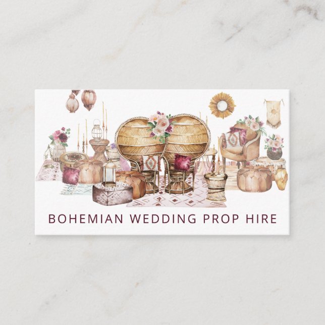 Carte De Visite Magnifique Mariage à thème Bohème de Bohême (Devant)
