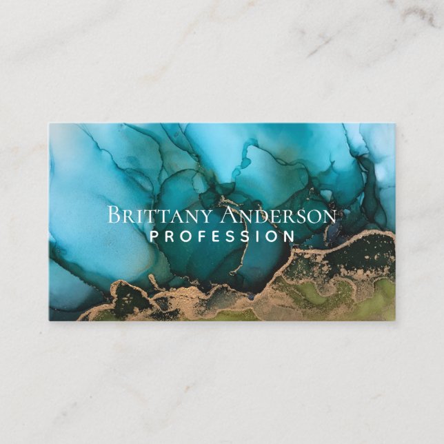 Carte De Visite Magnifique or noir Turquoise vert (Devant)