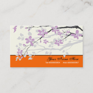 Carte De Visite Magnolia fleurs violet orangé