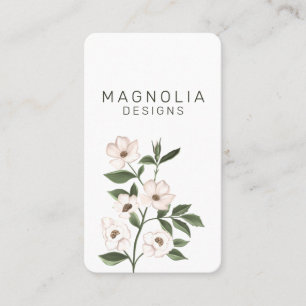 Carte De Visite Magnolia White Flower Branch Illustration Blanc