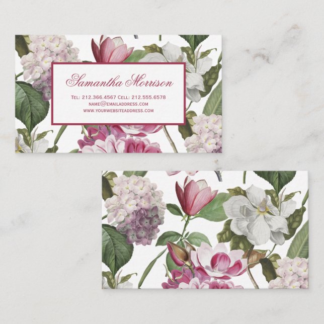 Carte De Visite Magnolias autres Fleurs Antique Botanique (Devant / Derrière)