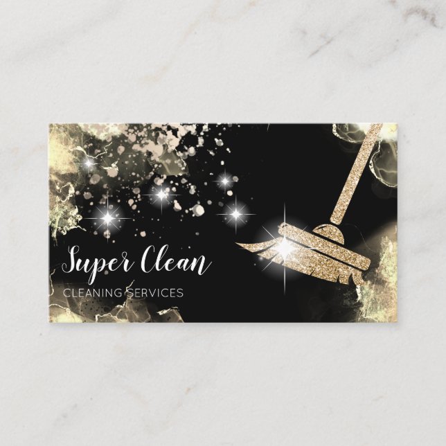 Carte De Visite Maid Cleanhouse Sparkling Dripping Gold Busine (Devant)