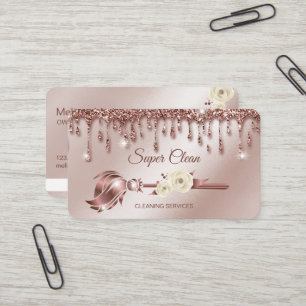 Carte De Visite Maid Cleanhouse Sparkling rose gold Entreprise C