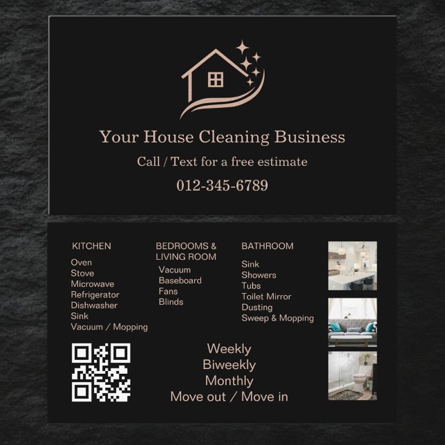 Carte De Visite Maid Cleaning House QR Code Sparkling (Créateur téléchargé)