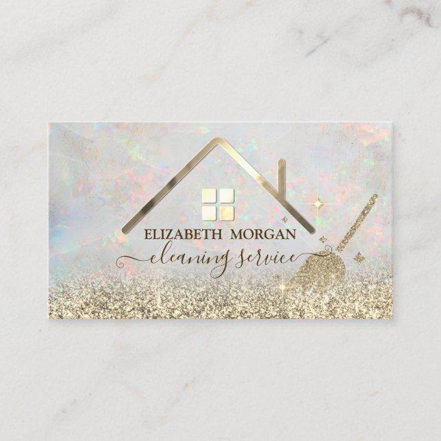 Carte De Visite  Maid Cleaning House Roof Gold Glitter Opal (Devant)