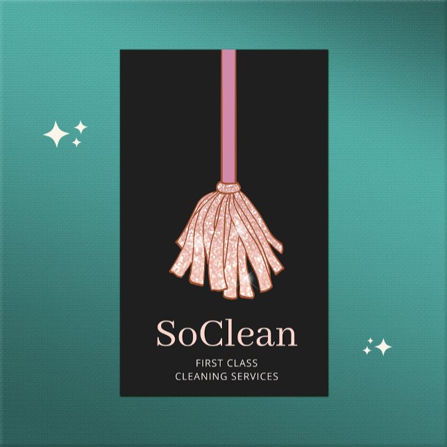 Carte De Visite Maid House Cleaning Services Rose Gold Parties sci (Créateur téléchargé)