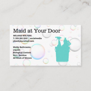 Carte De Visite Maid   Logo du service de nettoyage   Bulles de sa