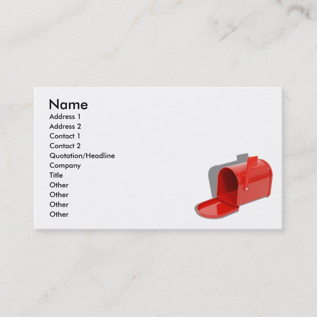 Carte De Visite MailboxOpen051409shadows, nom, adresse 1, Addr… (Devant)