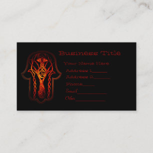 Carte De Visite Main de hamsa celtique (orange/rouge)