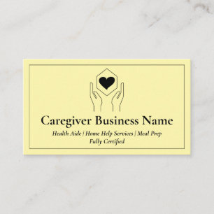 Carte De Visite Main-d'œuvre minimale Heart jaune soignant
