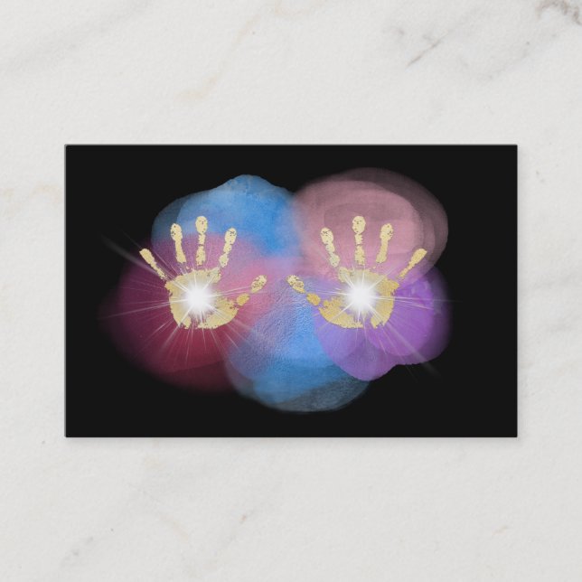 Carte De Visite Mains curatives de feuille d'or de *~* rayonnant (Devant)