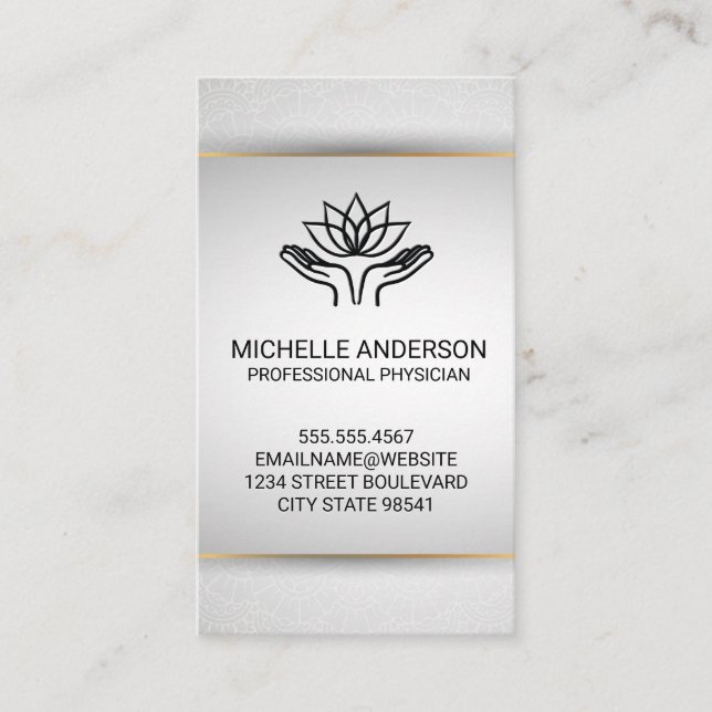 Carte De Visite Mains de guérison | Lotus (Devant)