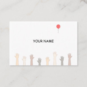 Carte De Visite Mains et un ballon rouge.