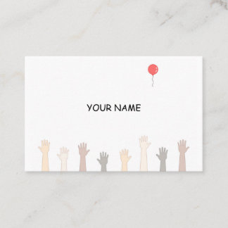 Carte De Visite Mains et un ballon rouge.