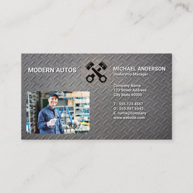 Carte De Visite Maintenance automatique | Mécanique | Acier | Serv (Devant)