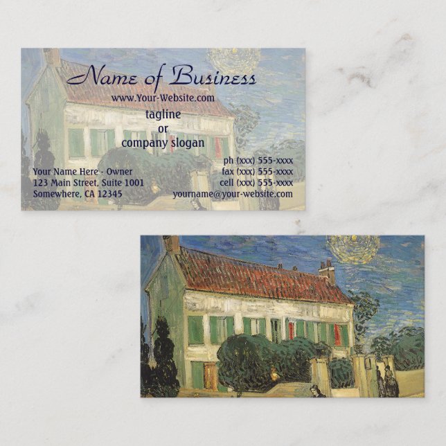 Carte De Visite Maison Blanche à la Nuit par Vincent van Gogh (Devant / Derrière)