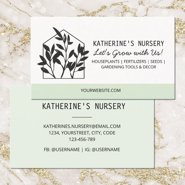 Carte De Visite Maison Boutique Nursery Moderne Abstrait (Front and Back side)