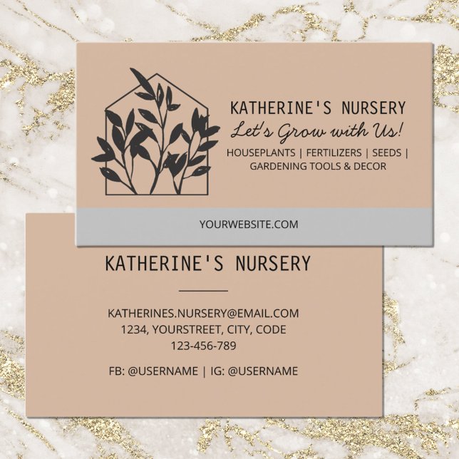 Carte De Visite Maison Boutique Nursery Moderne Abstrait (Front and Back side)