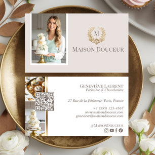 Carte De Visite Maison de boulangerie élégante de luxe Crête flora