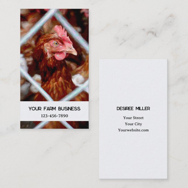 Carte De Visite Maison de campagne de poulet Hen (Devant / Derrière)