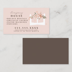 Carte De Visite Maison de château gonflable blanc Bounce Party Ren