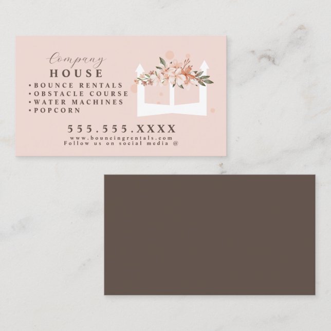 Carte De Visite Maison de château gonflable blanc Bounce Party Ren (Devant / Derrière)