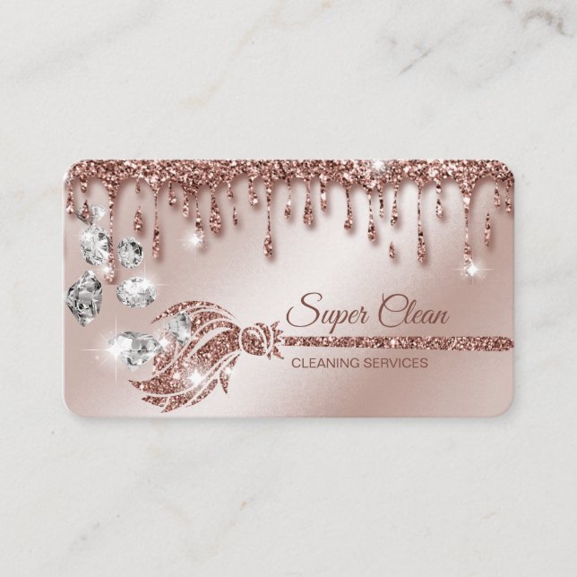 Carte De Visite Maison de nettoyage de domestique Sparkling rose d (Devant)