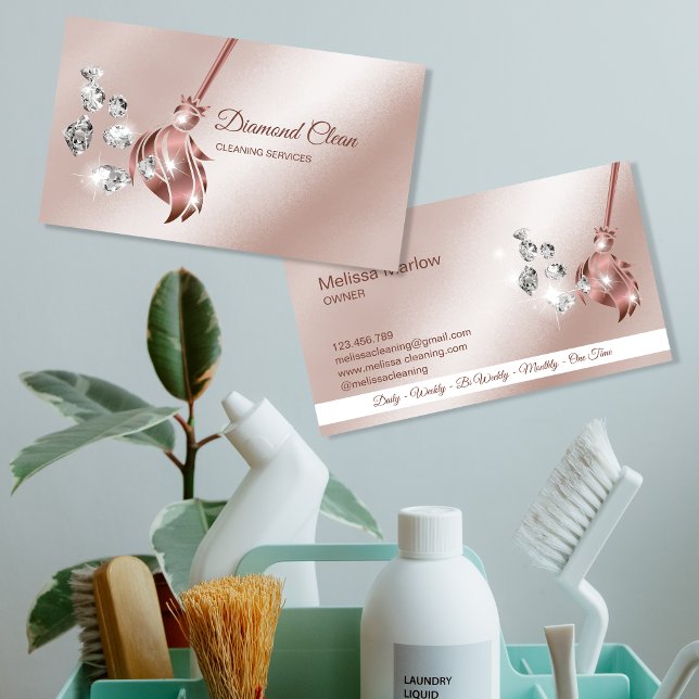 Carte De Visite Maison de nettoyage de domestique Sparkling rose d (Créateur téléchargé)
