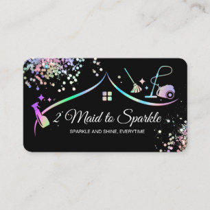 Carte De Visite Maison de nettoyage domestique Holographique Spark
