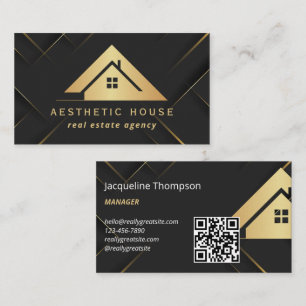 Carte De Visite Maison d'or moderne Logo Immobilier Agent immobili