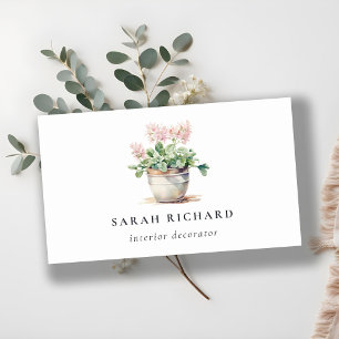 Carte De Visite Maison Florale en pots Plante Aquarelle Botanique