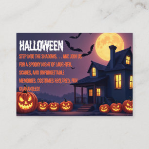 Carte De Visite Maison hantée Halloween scène de nuit d'Halloween