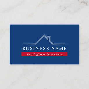 Carte De Visite Maison Immobilier Logo du toit Marine Blue Realtor