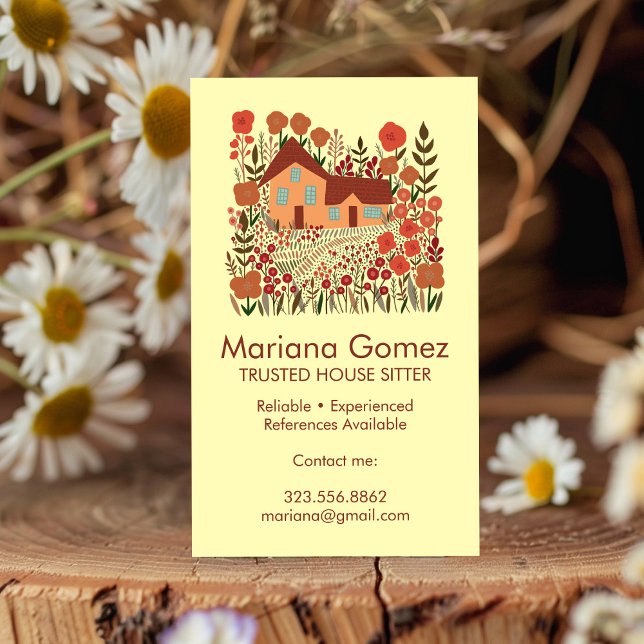 Carte De Visite Maison Maison Maison Séjour Jardin Ferme sur mesur (Housesitter House Sitting Garden Farmhouse Custom Business Card
)
