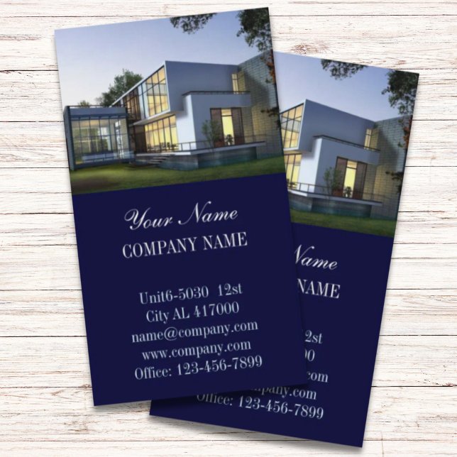 Carte De Visite Maison moderne Construction de bâtiment Immobilier (Modern home Construction builder Real Estate Business Card)