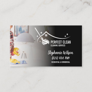 Carte De Visite Maison moderne tendance Nettoyage Maid Janitorial 