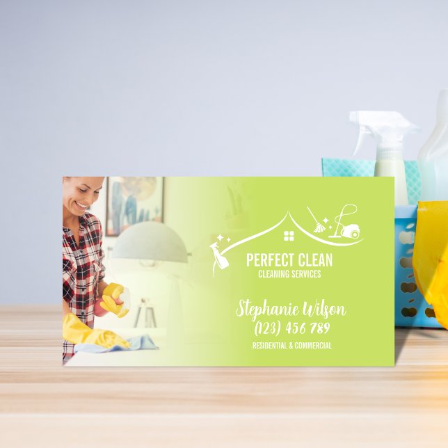 Carte De Visite Maison moderne tendance Nettoyage Maid Janitorial  (Créateur téléchargé)