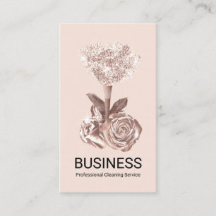 Carte De Visite Maison Nettoyage rose pâle domestique