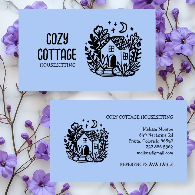 Carte De Visite Maison Petsitter Accueil Cute Cottage Art Custom (Housesitter Petsitter Home Cute Cottage Art Custom Business Card
)
