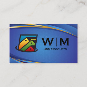 Carte De Visite Maisons immobilières   Arrière-plan bleu