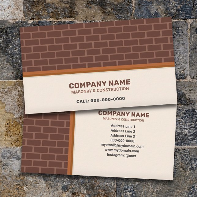 Carte De Visite Maîtrise et construction (Masonry & Construction Business Card)