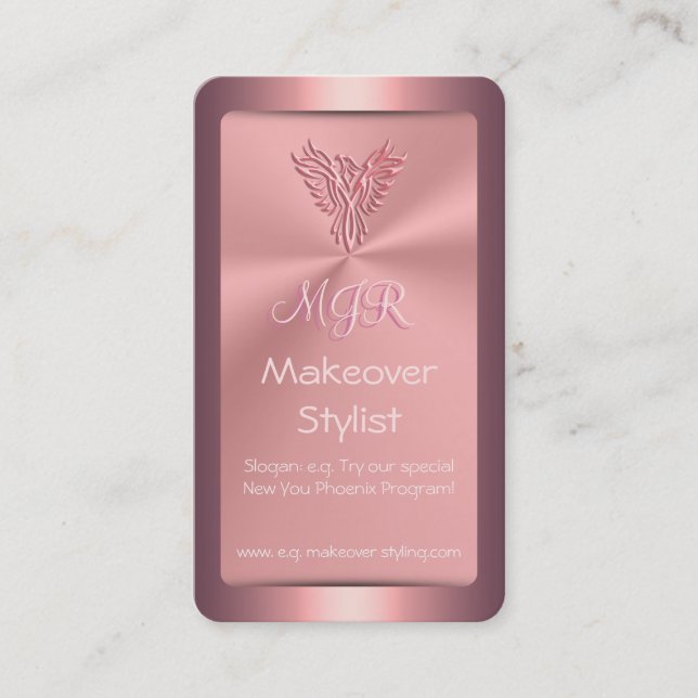 Carte De Visite Makeover Styliste pour femmes, Pink Phoenix (Devant)